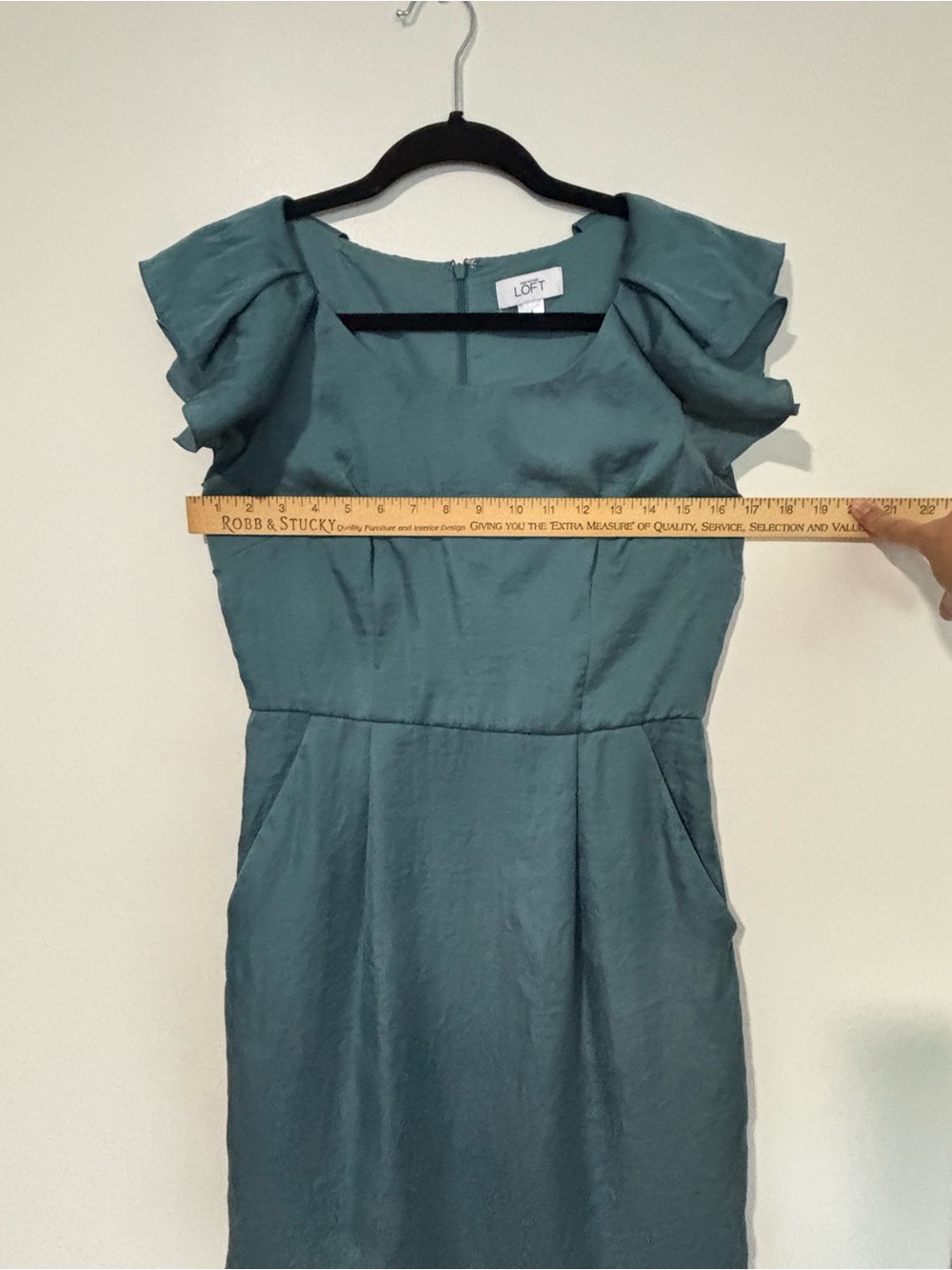 LOFT Teal Ruffle-Sleeve Mini Dress - Picture 8 of 13
